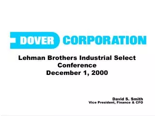 Lehman Brothers Industrial Select Conference December 1, 2000