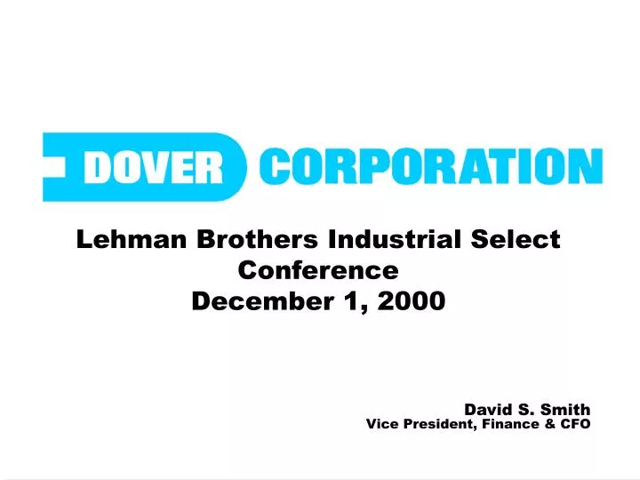 lehman brothers industrial select conference december 1 2000