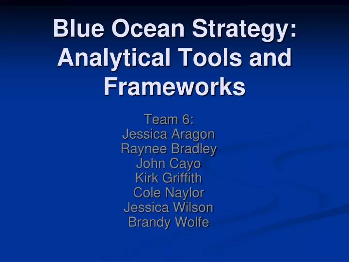 blue ocean strategy analytical tools and frameworks