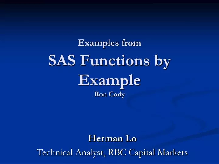 examples from sas functions by example ron cody
