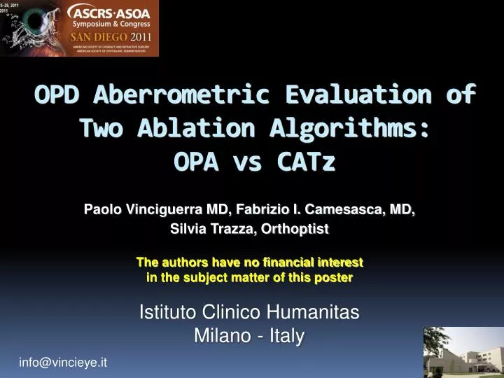 opd aberrometric evaluation of two ablation algorithms opa vs catz
