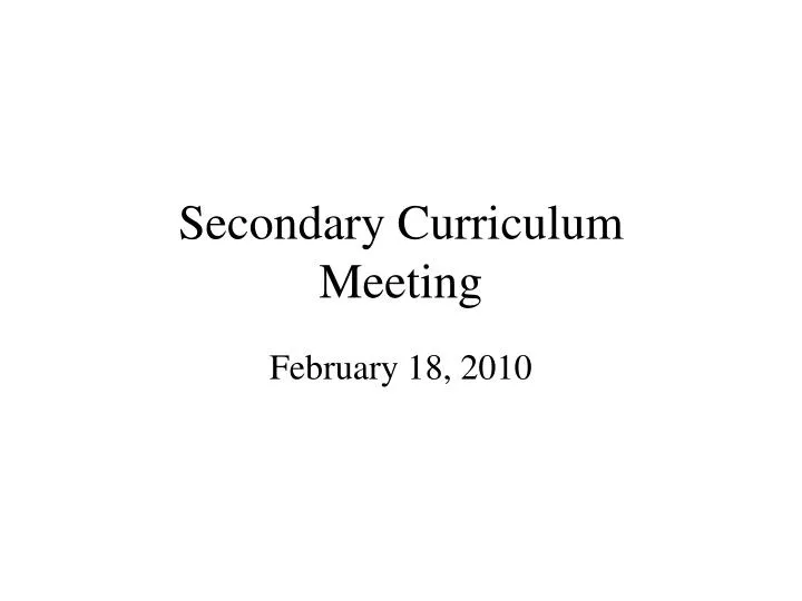 secondary curriculum meeting