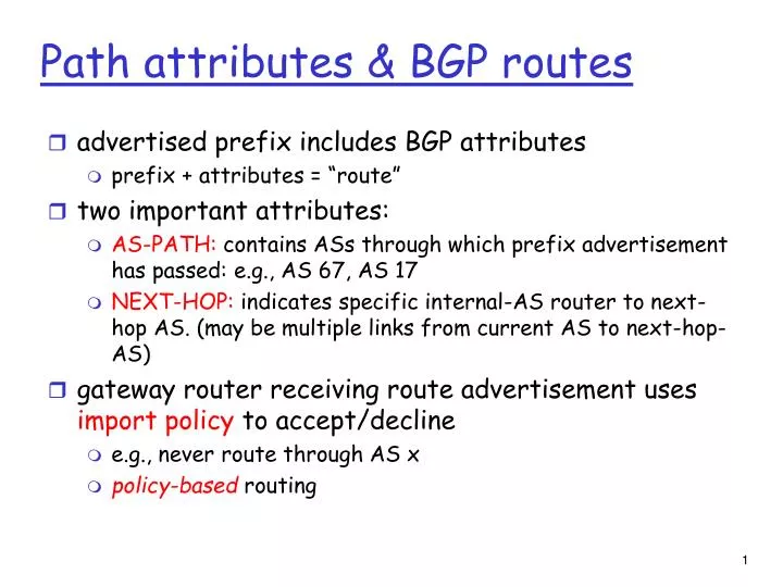 path attributes bgp routes