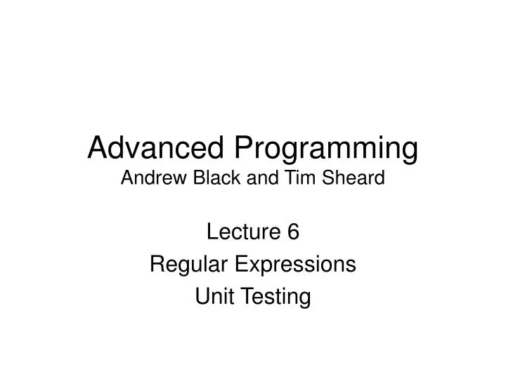 advanced programming andrew black and tim sheard
