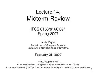 Lecture 14: Midterm Review