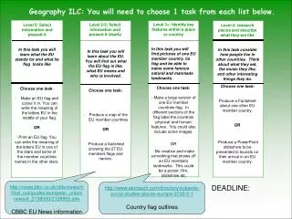 Geography ILC: You will need to choose 1 task from each list below.