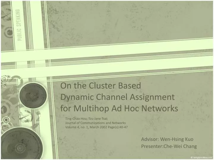 on the cluster based dynamic channel assignment for multihop ad hoc networks