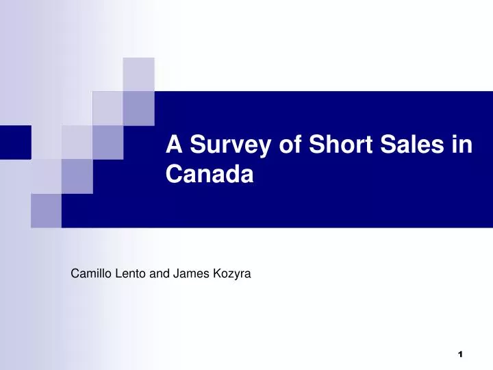 a survey of short sales in canada