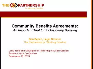 Community Benefits Agreements: An Important Tool for Inclusionary Housing