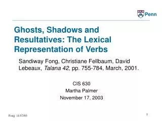 Ghosts, Shadows and Resultatives: The Lexical Representation of Verbs
