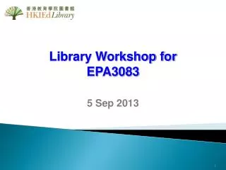 Library Workshop for EPA3083