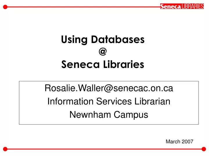 using databases @ seneca libraries