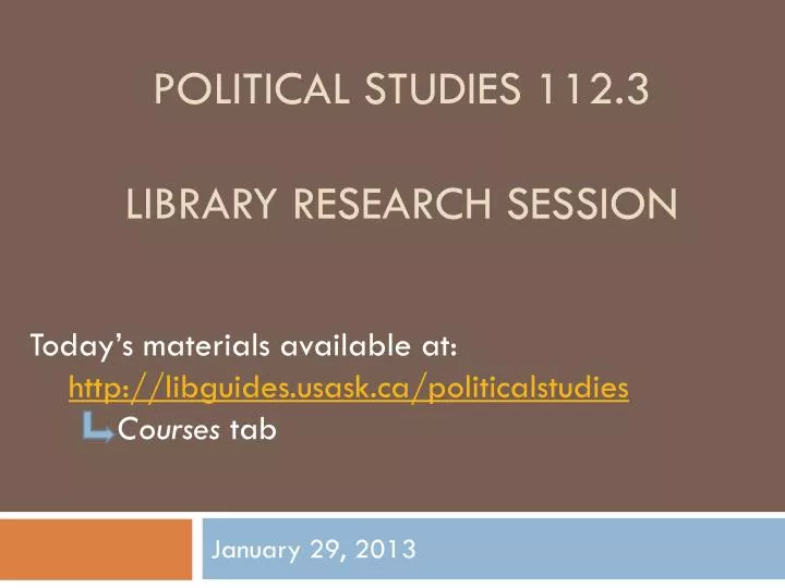 political studies 112 3 library research session