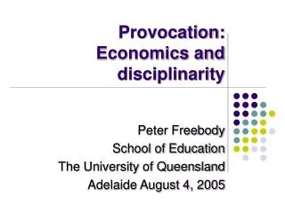 Provocation: Economics and disciplinarity