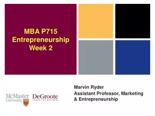 Marvin Ryder Assistant Professor, Marketing &amp; Entrepreneurship