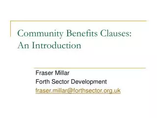 Community Benefits Clauses: An Introduction