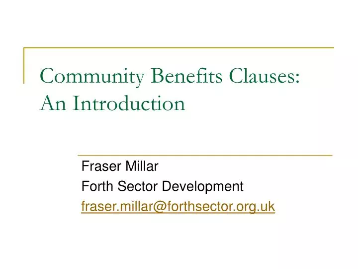 community benefits clauses an introduction