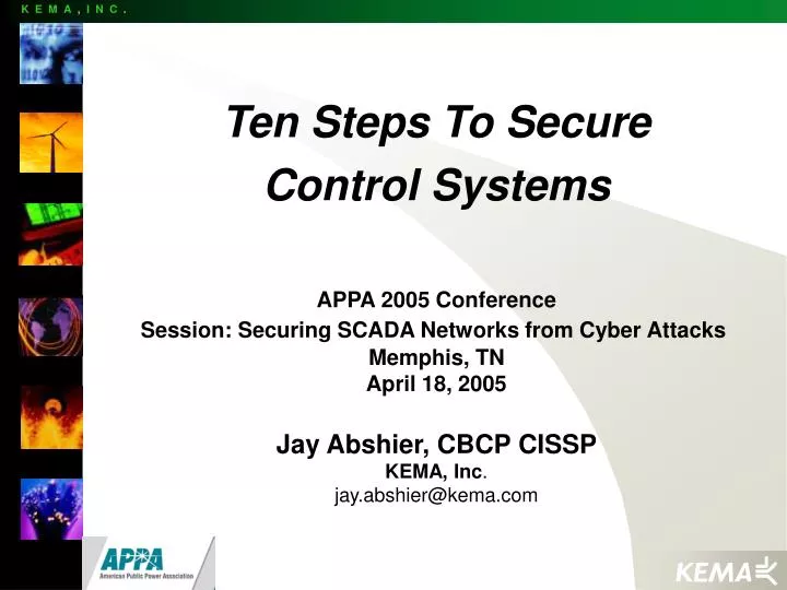 ten steps to secure control systems