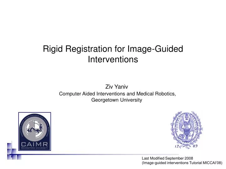 rigid registration for image guided interventions