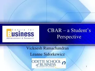 CBAR – a Student’s Perspective