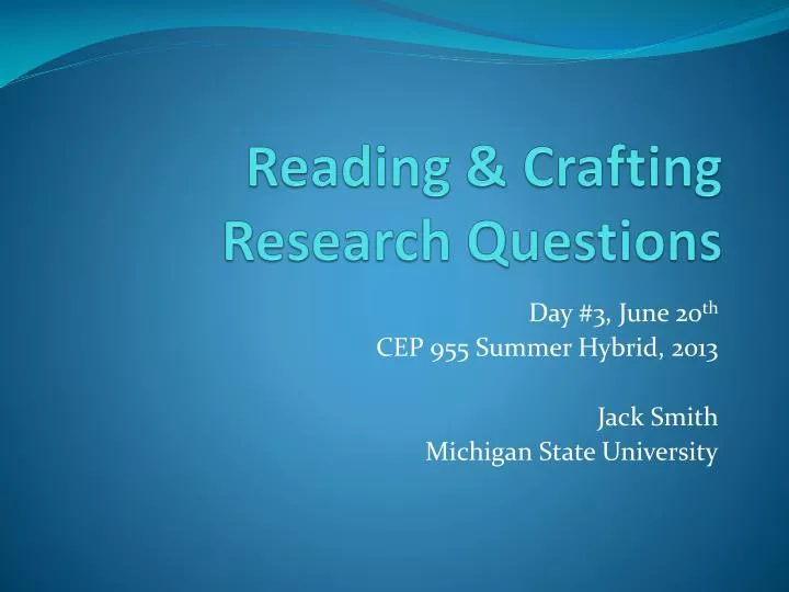 reading crafting research questions