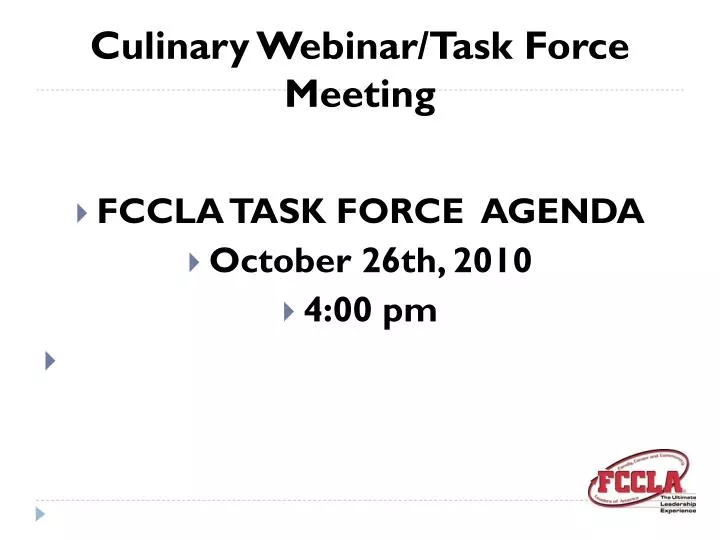 culinary webinar task force meeting