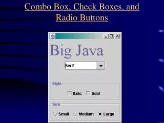 Combo Box, Check Boxes, and Radio Buttons