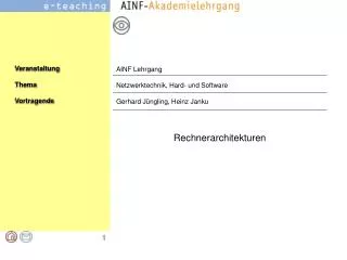 AINF Lehrgang Netzwerktechnik, Hard- und Software Gerhard JÃ¼ngling, Heinz Janku
