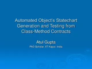 automated object s statechart generation and testing from class method contracts