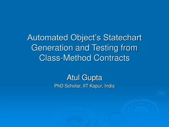 automated object s statechart generation and testing from class method contracts