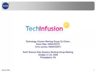 Technology Infusion Working Group Co-Chairs: Karen Moe, NASA/ESTO Chris Lynnes, NASA/GSFC