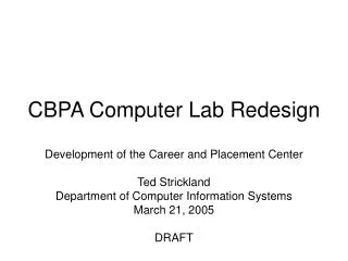 CBPA Computer Lab Redesign
