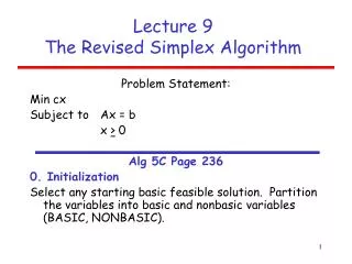 Lecture 9 The Revised Simplex Algorithm