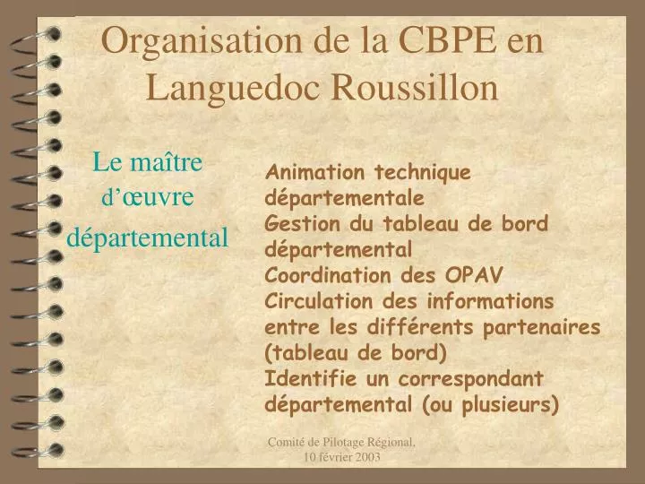 organisation de la cbpe en languedoc roussillon