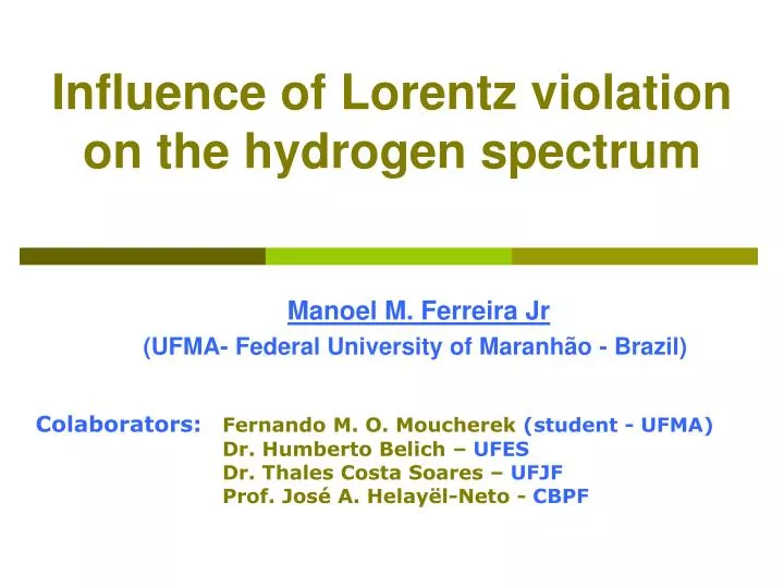 influence of lorentz violation on the hydrogen spectrum
