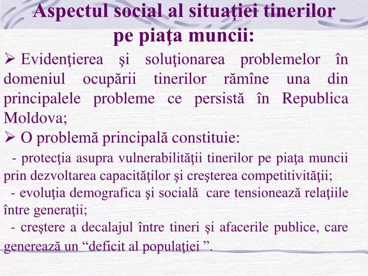 aspectul social al situa iei tinerilor pe pia a muncii