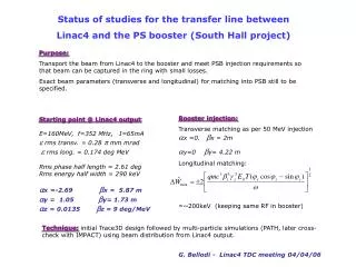Status of studies for the transfer line between Linac4 and the PS booster (South Hall project)