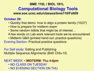 BME 110L / BIOL 181L Computational Biology Tools