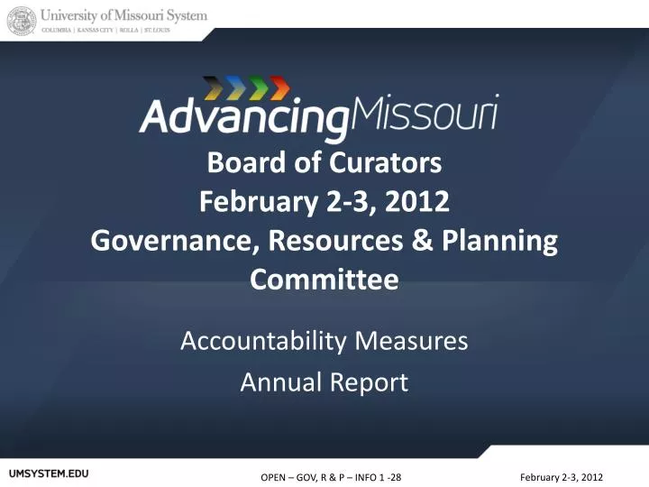 board of curators february 2 3 2012 governance resources planning committee