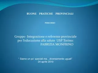 buone pratiche provinciali percorso