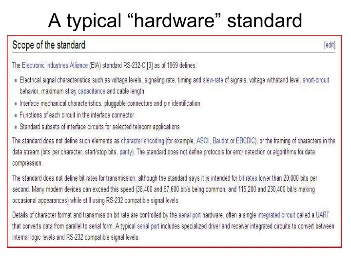 a typical hardware standard