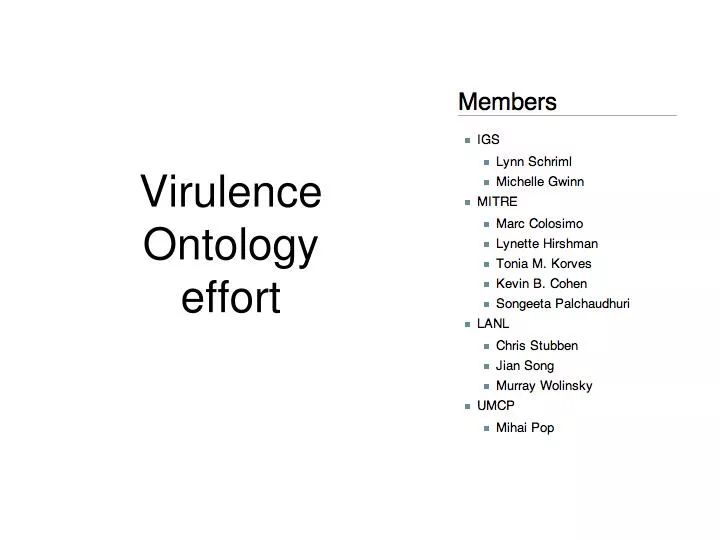 virulence ontology effort
