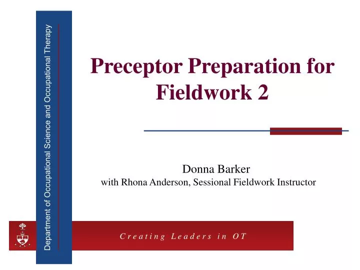 preceptor preparation for fieldwork 2