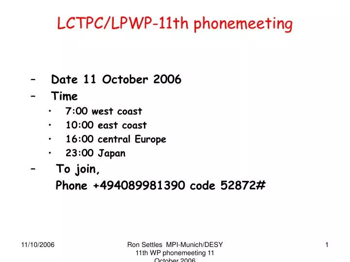 lctpc lpwp 11th phonemeeting