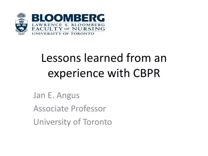 lessons learned from an experience with cbpr