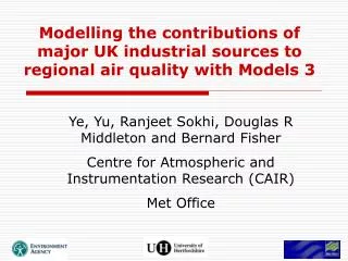 Modelling the contributions of major UK industrial sources to regional air quality with Models 3