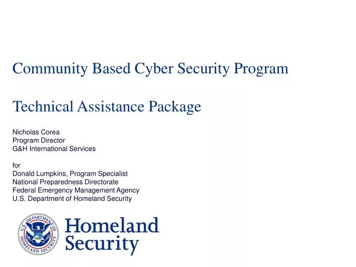 community based cyber security program technical assistance package