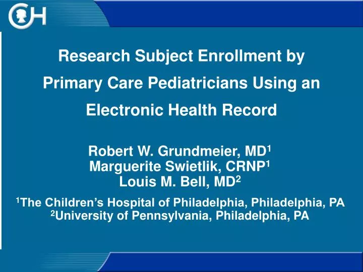 research subject enrollment by primary care pediatricians using an electronic health record