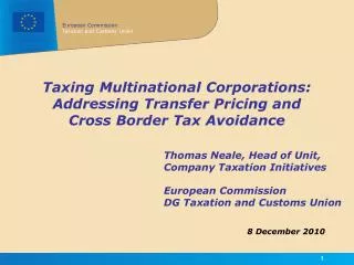 Taxing Multinational Corporations: Addressing Transfer Pricing and Cross Border Tax Avoidance
