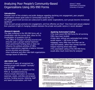 Analyzing Poor People’s Community-Based Organizations Using IRS-990 Forms